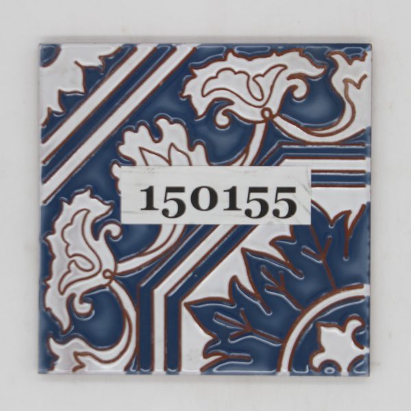 Lucca Ceramiche F. Faver Italy 15,4×15,4cm  weiß blau Dekor Blume<!---150155--->