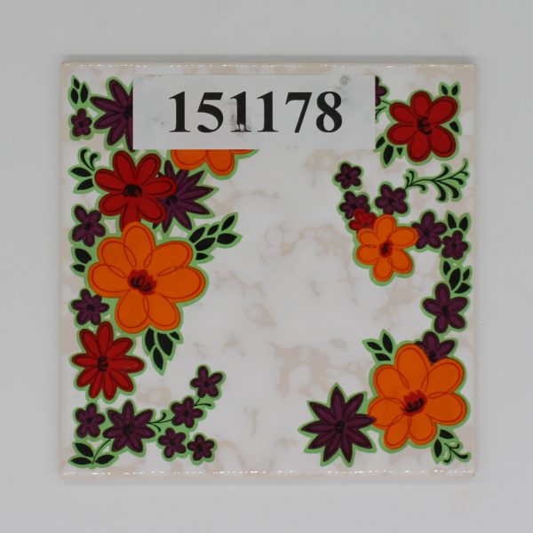 V&B 15x15cm Art.1101 Farbe H90 Nuance E6 weiß creme dekor blume orange rot lila<!---151178--->